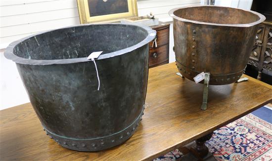 A large washing copper and another on stand largest diameter 66cm